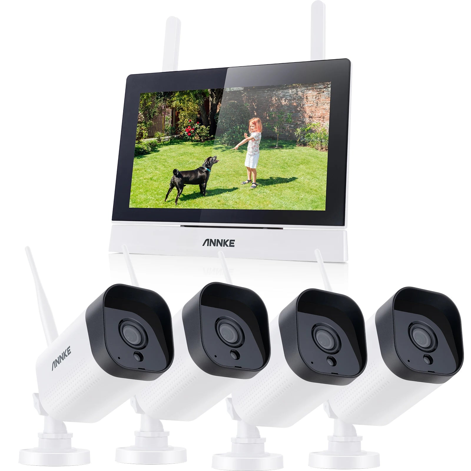 ANNKE 4-Camera Wireless NVR Security System with 7" Monitor