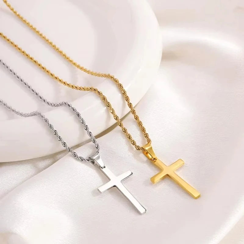 Men's and women's new cross pendant necklace, minimalist gold jewelry, men's and women's necklace 
