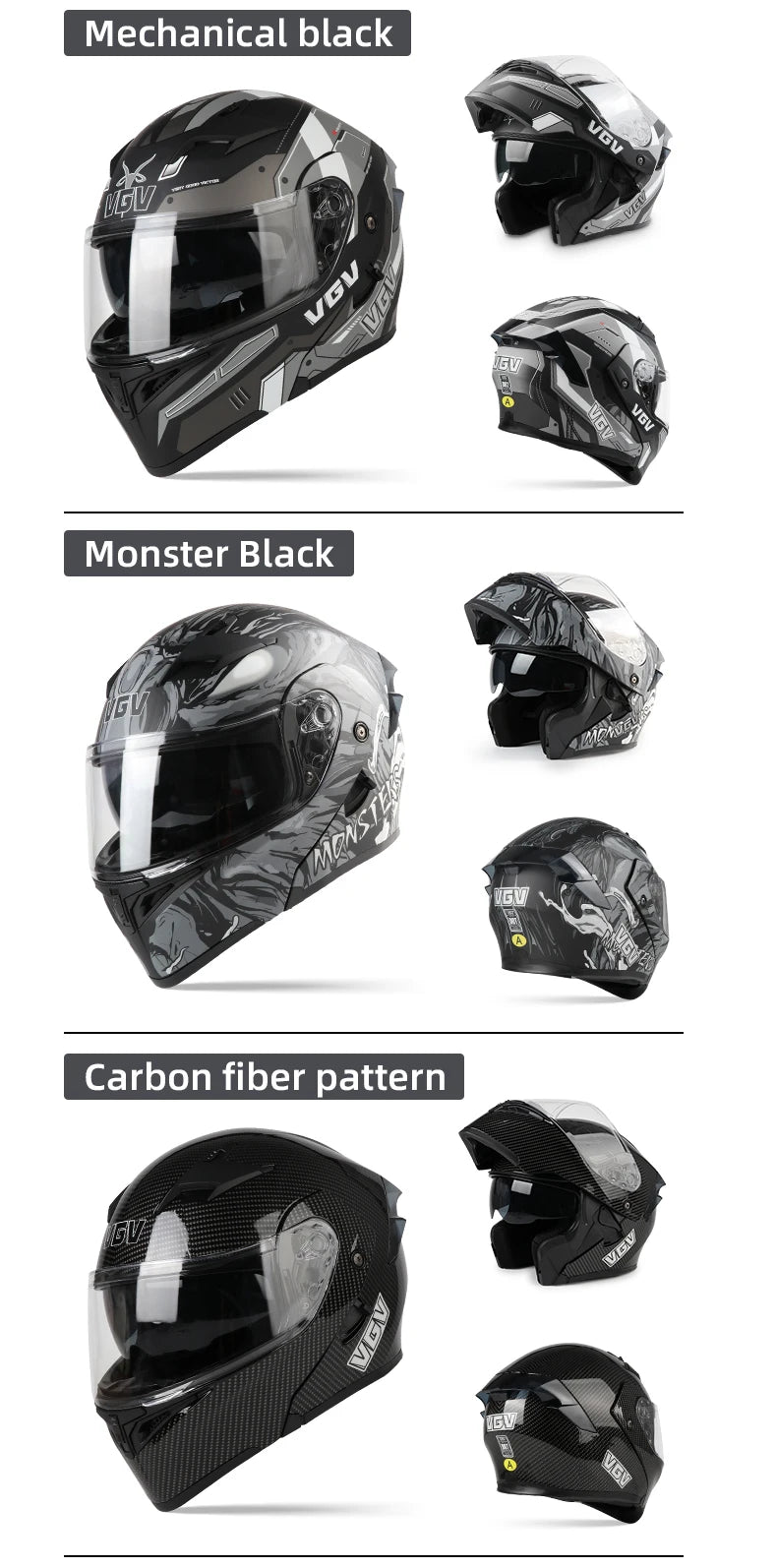 VGV 91 Flip Motorcycle Helmet, Dual-Lens, DOT Certified