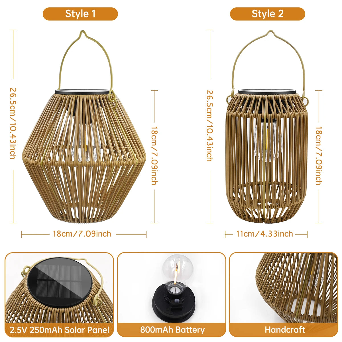 Solar Woven-Style Lantern for Garden Decoration