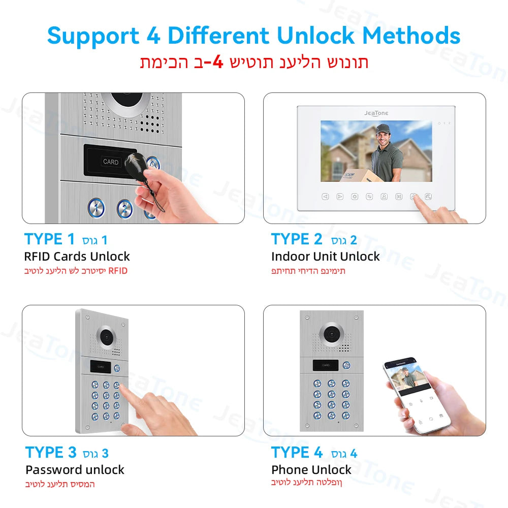 Jeatone 1080P Tuya WiFi Video Intercom RFID Code Keypad Doorbell Cam 7 Inch Home Security Video Door Phone Access Control System Spy-shop.com