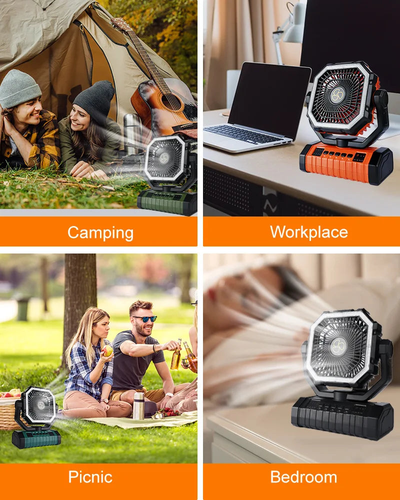 20000mAh Rechargeable Portable Fan with LED Light