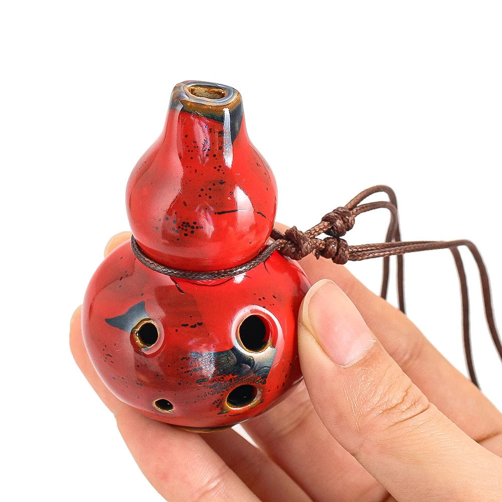 Seven-Hole Ceramic Pendant Ocarina with Cord