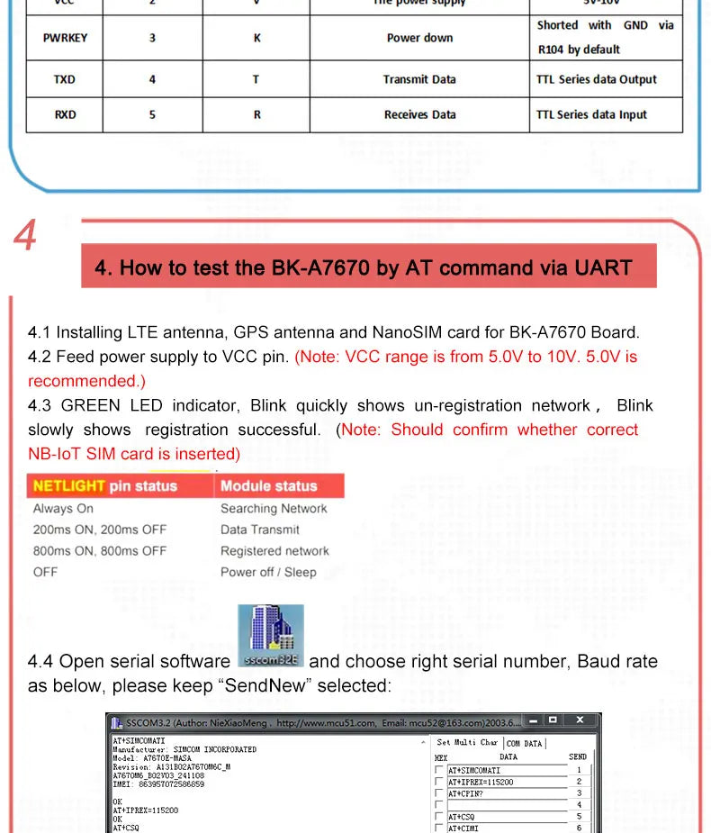 Moduł A7670E LTE Cat 1 Multi-Band 4G GSM GPRS