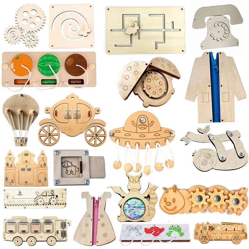 Busy Board Clothes Animal DIY Wooden Accessories Early Learning Toys Busy Board Matching Board Handmade Puzzle Educational Toys 
