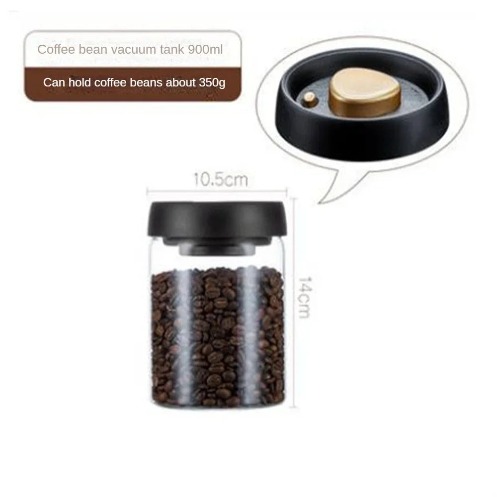 Coffee Beans Vacuum Sealed Tank Transparent Glass Food Storage Jars Household Moisture-proof Air Extraction Airtight Container 