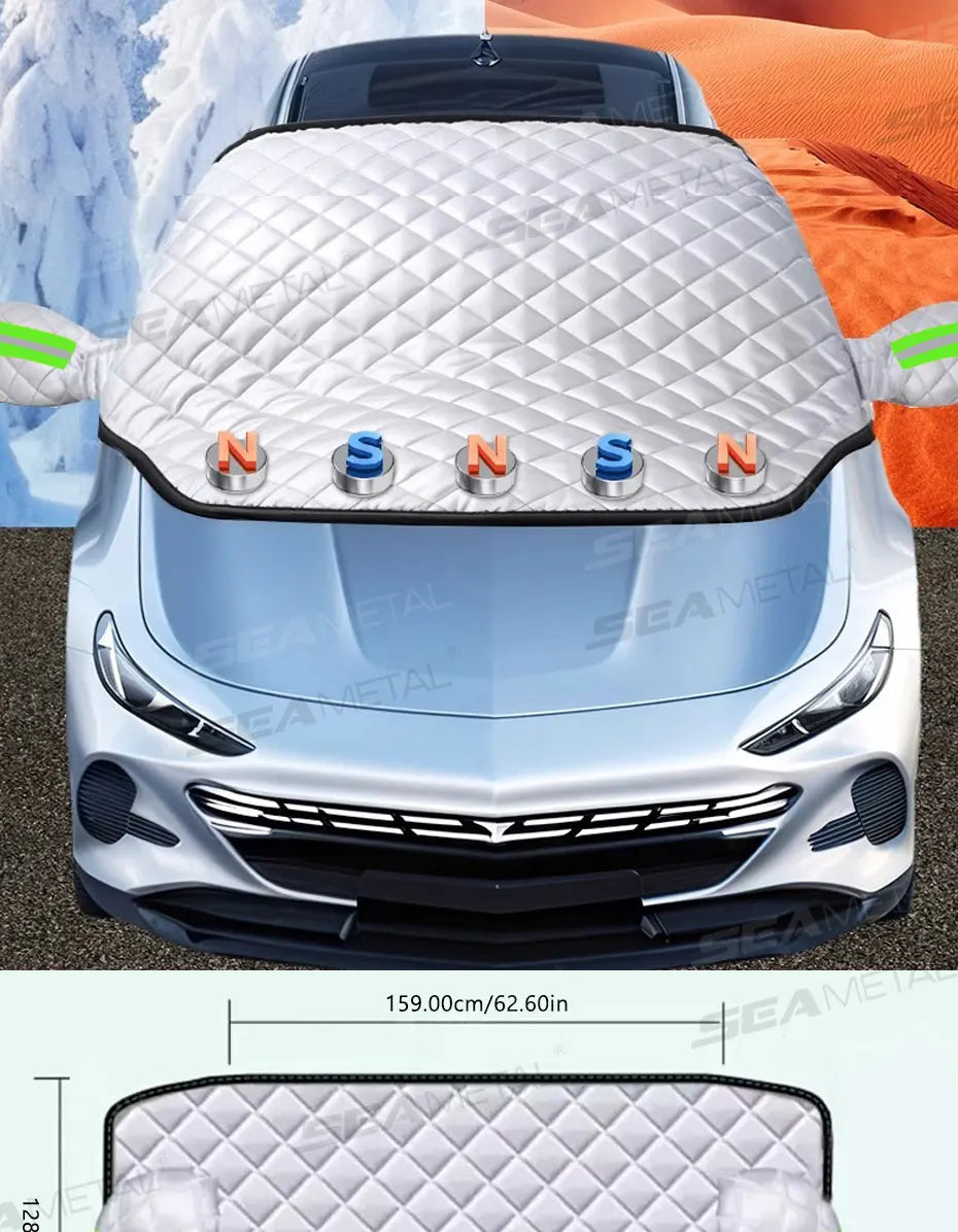 SEAMETAL Magnetic Car Snow Shield Frost Prevention Windshield Cover Car Cover Sunshade Thicken Full-Wrapped Outdoor Snow Cover