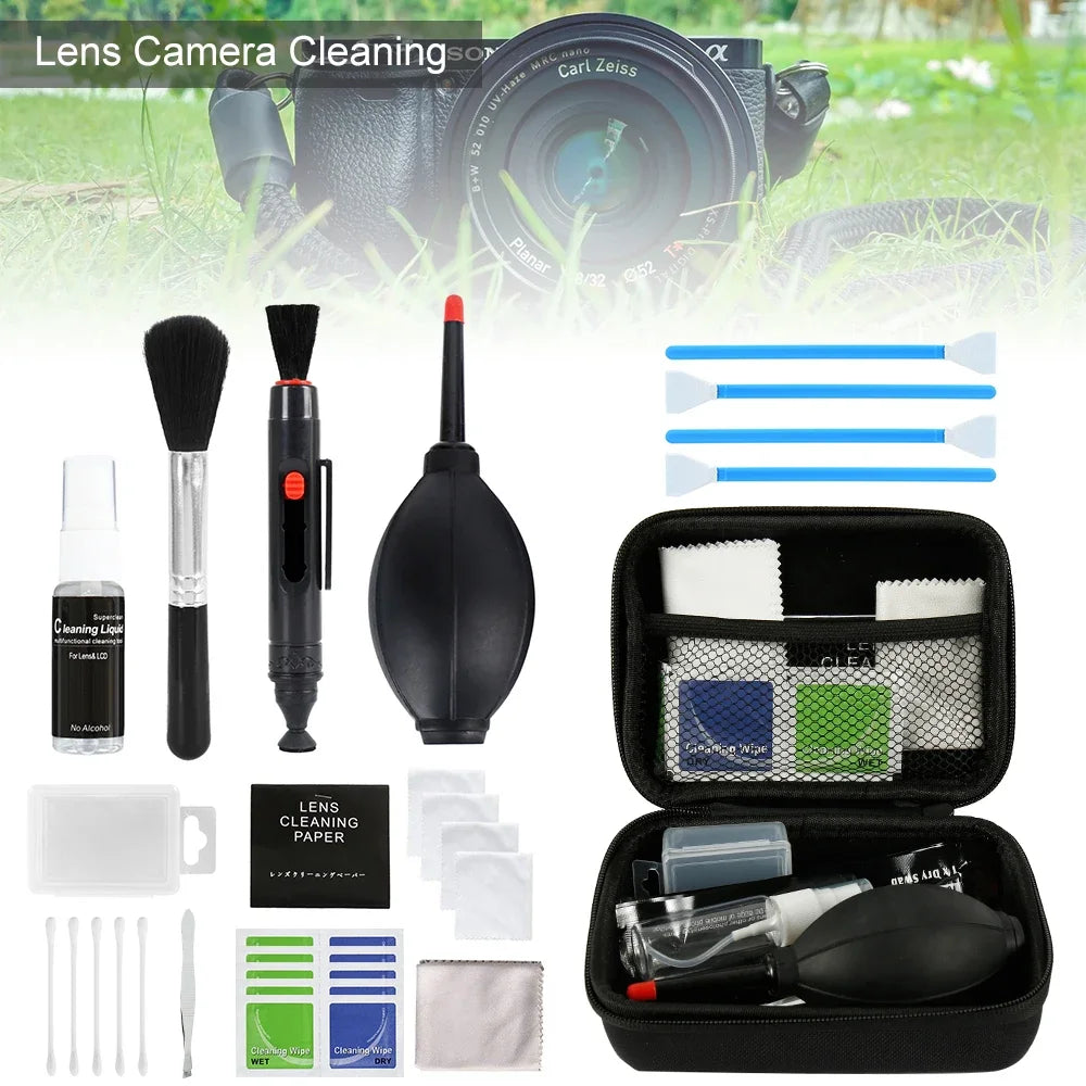 Kit de limpeza de lentes para câmaras com soprador de ar