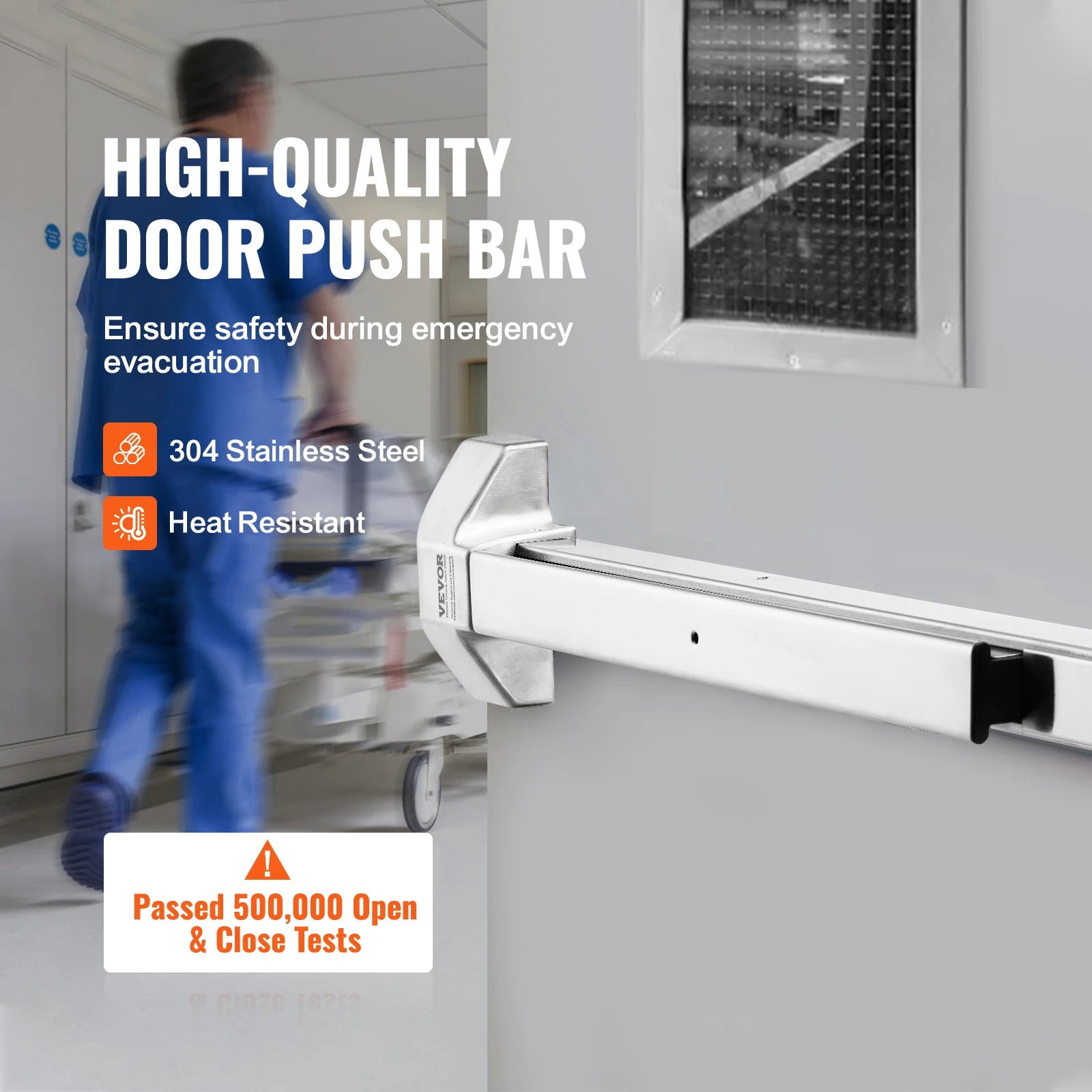 Stainless Steel Push Bar Panic Exit Device with Exterior Lever