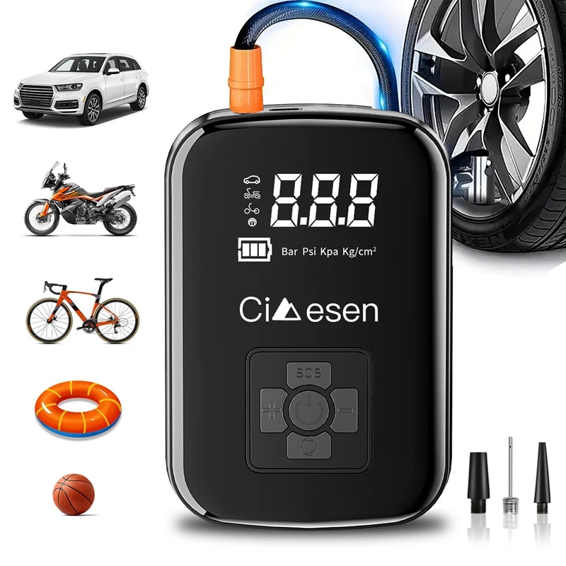 Prenosná bezdrôtová pumpa na pneumatiky 150PSI pre auto a bicykel