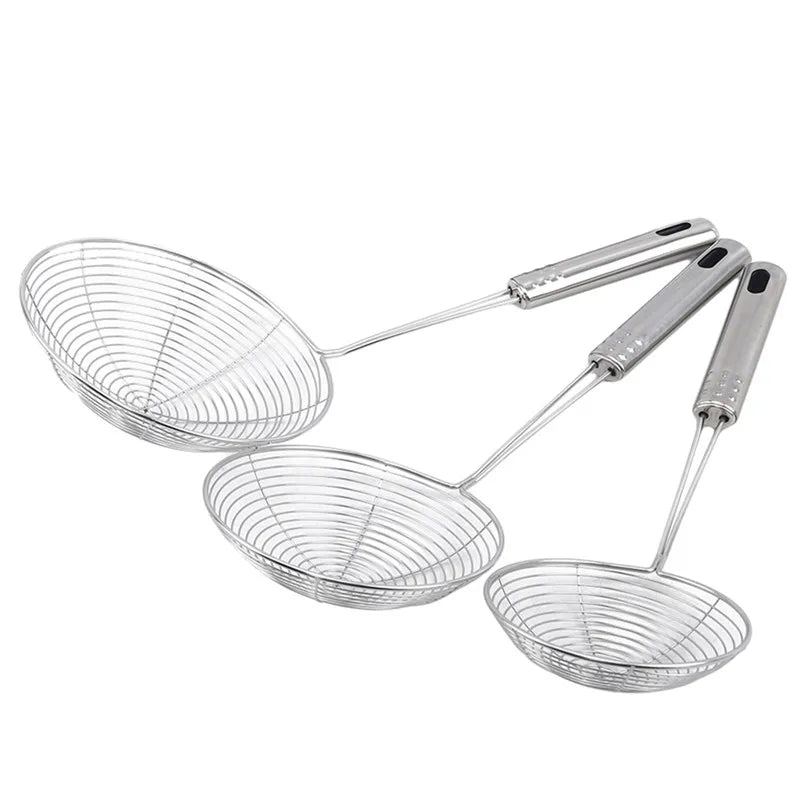 Oval Skimmer Stainless Steel Filter Mesh Oil Pot Food Filter Cookware Colander Fried Filter Kitchen Strainer Baking Cooking Tool 
