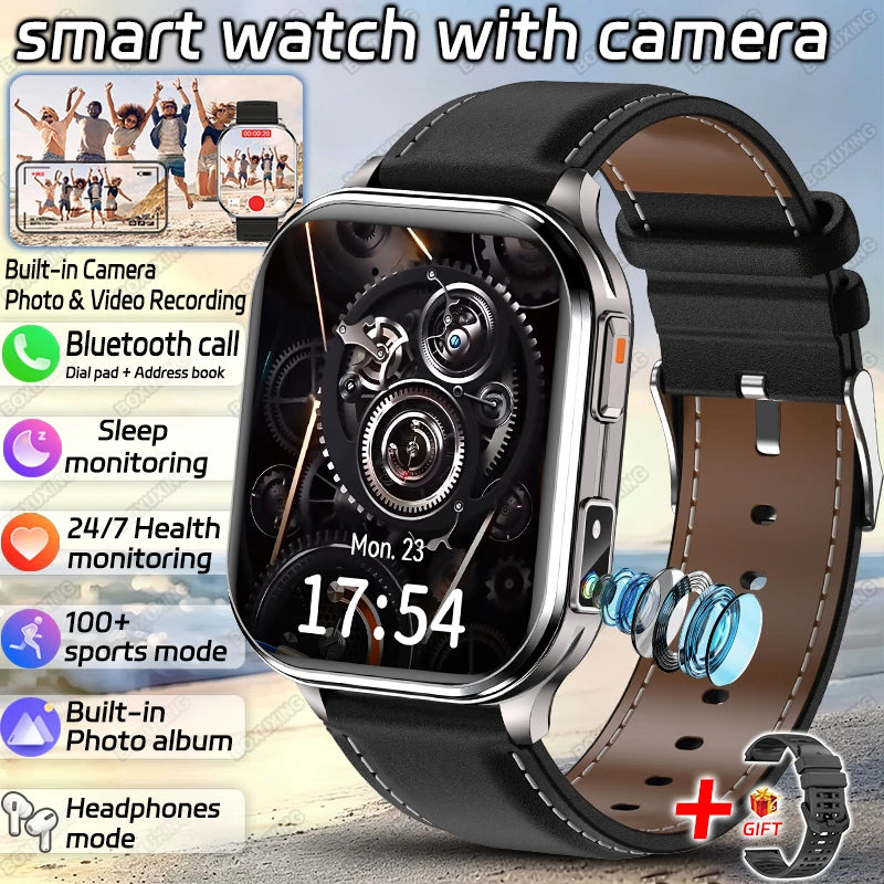 2026 Νew Smart Watch With Camera Men Women Photos Record Video Health Sports Fitness IP68 Waterproof Call Recording Smartwatches