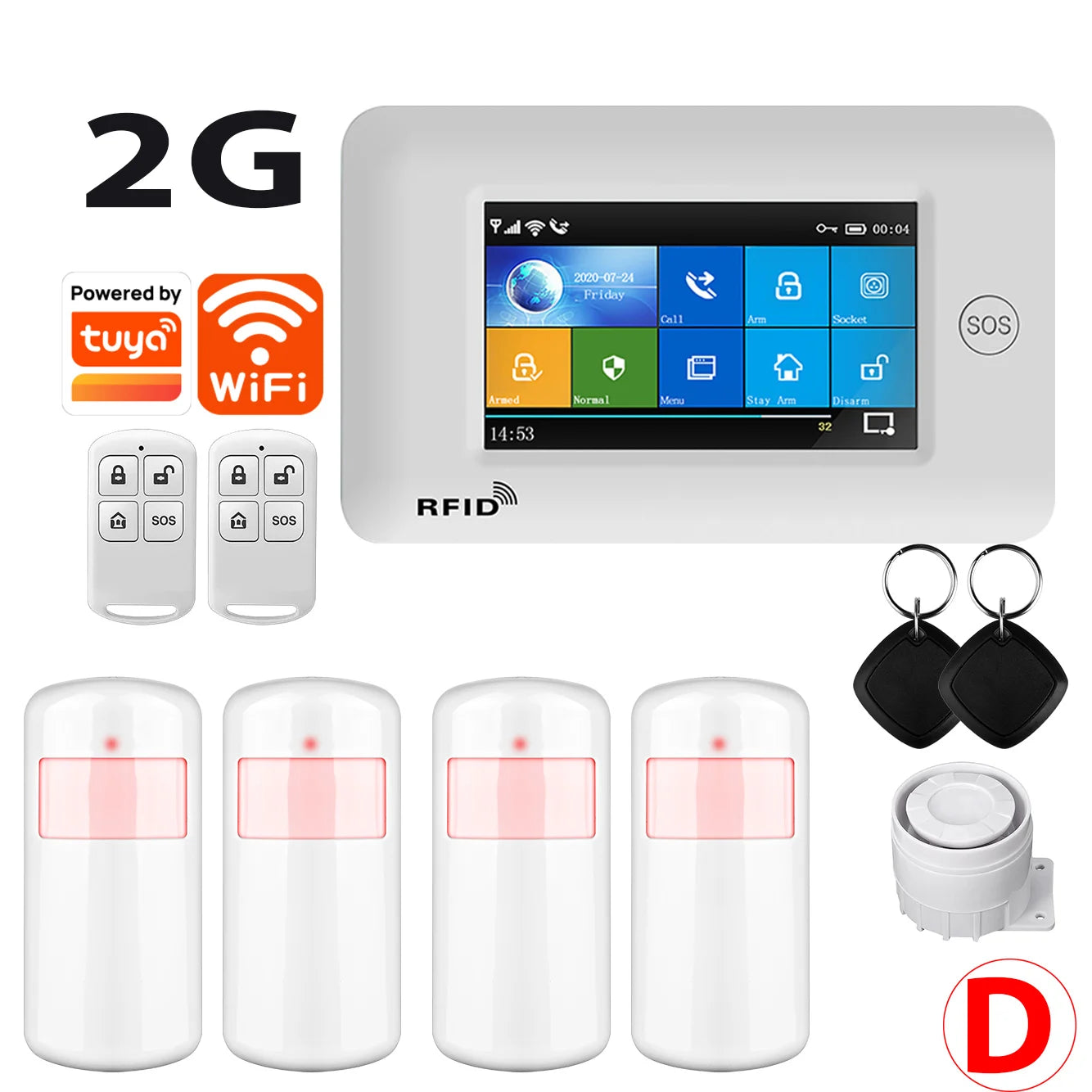 433MHz Touch Screen Wireless 2G 4G WIFI GSM RFID Card Burglar Alarm System Smart Home Security DIY Alarm TUYA Smart Life 