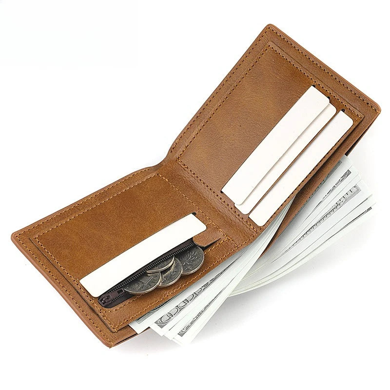 Cartera de cuero sintético PU bifold con compartimentos para tarjetas y billetes