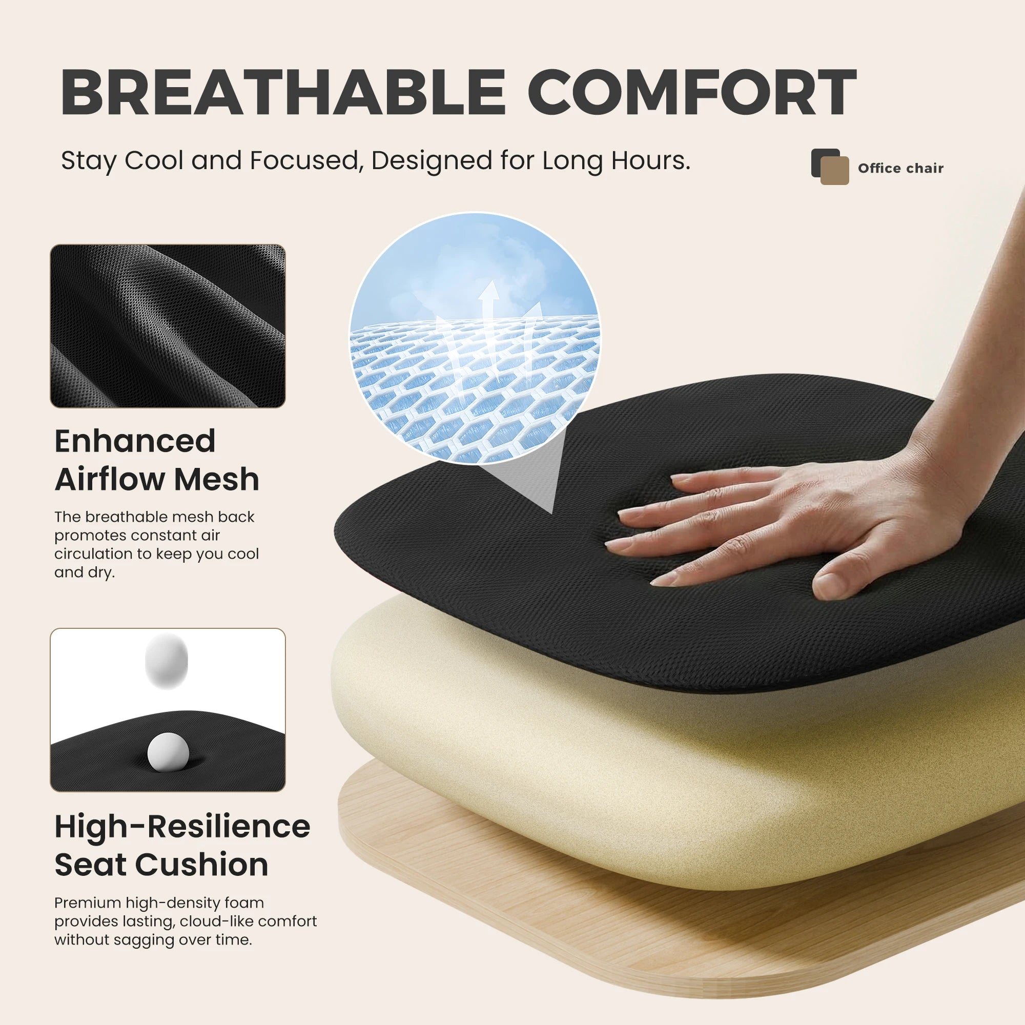 Ergonomic Mesh Office Chair with Lumbar Support & Adjustable Height