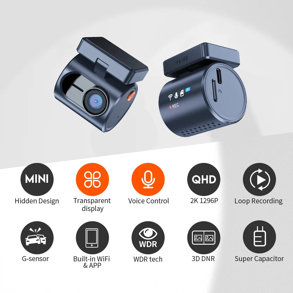 2K KAWA MINI 3 Pro Cameras for Car DVR Tiny Dash Cam 24 Parking Auto Video Recorder WiFi APP Voice Control Car dashcam 