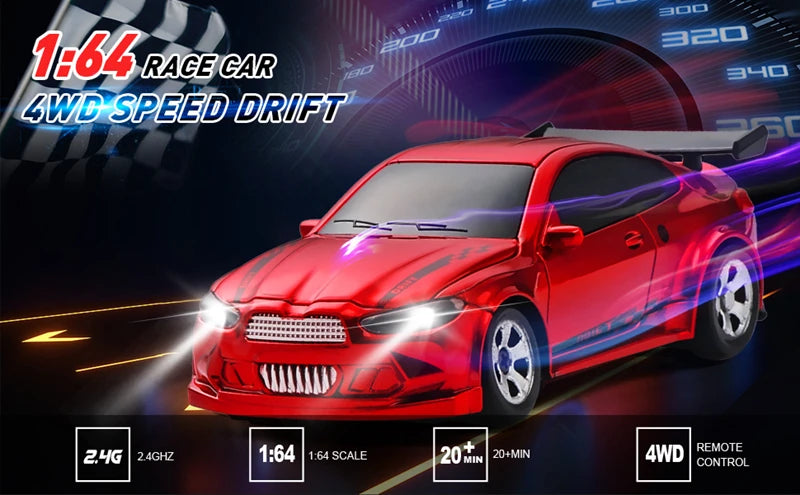 1/64 High‑Speed Drift RC Car 4WD Mini Racing Model
