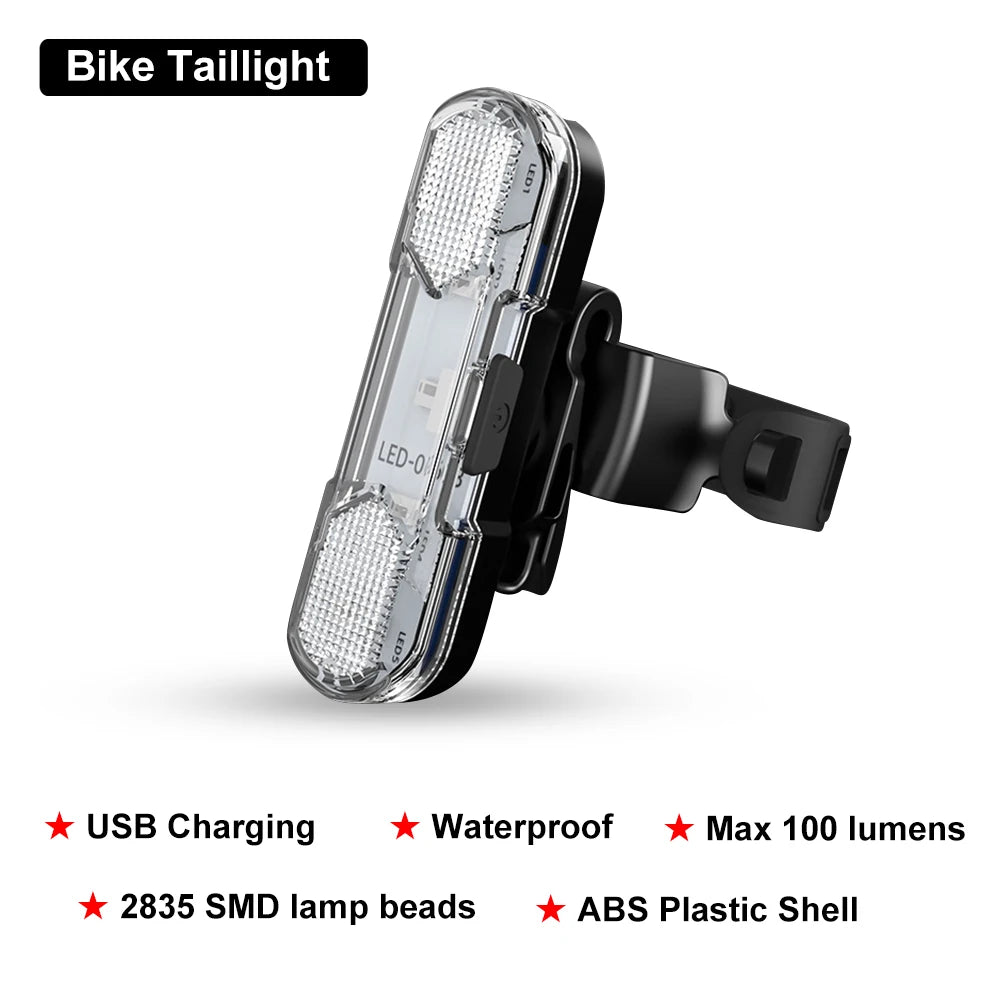 Lanterna traseira de bicicleta recarregável por USB
