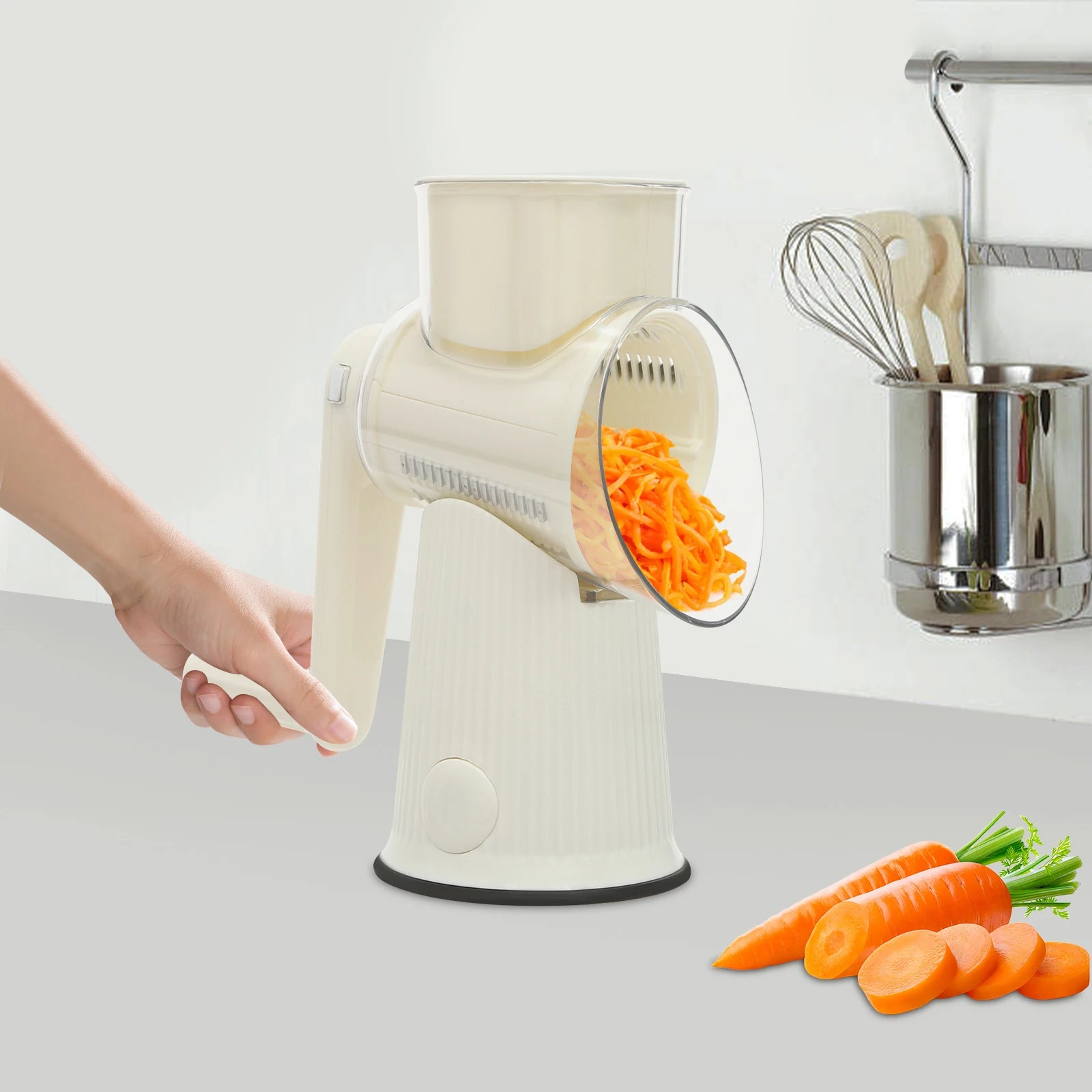 Manual Rotary Cheese and Vegetable Slicer with 5 Blades
