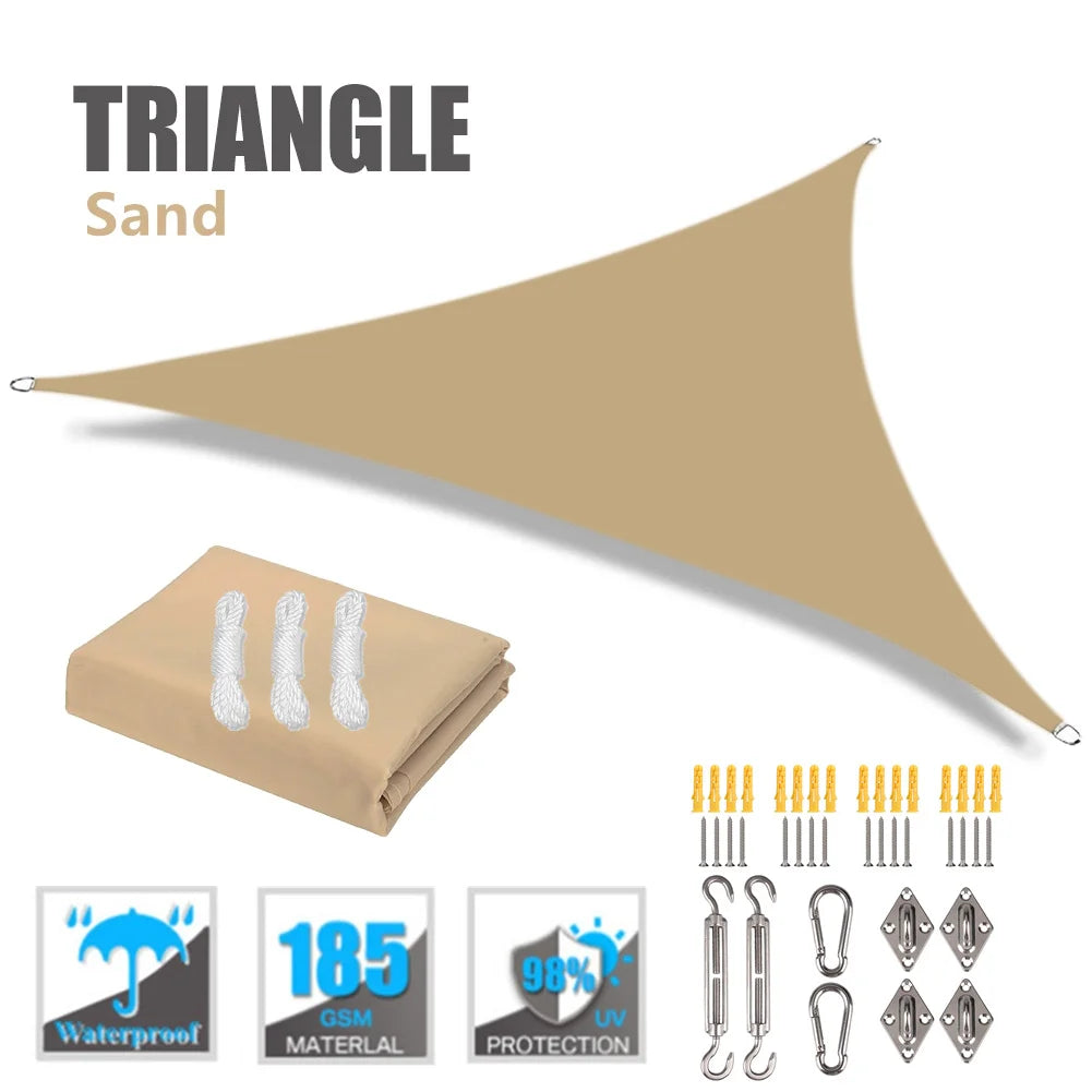 Waterproof Triangle Sun Shade Sail Canopy 98%UV Block Sun Shelters For Outdoor Facility&Activities Backyard Awning Camping Tents 