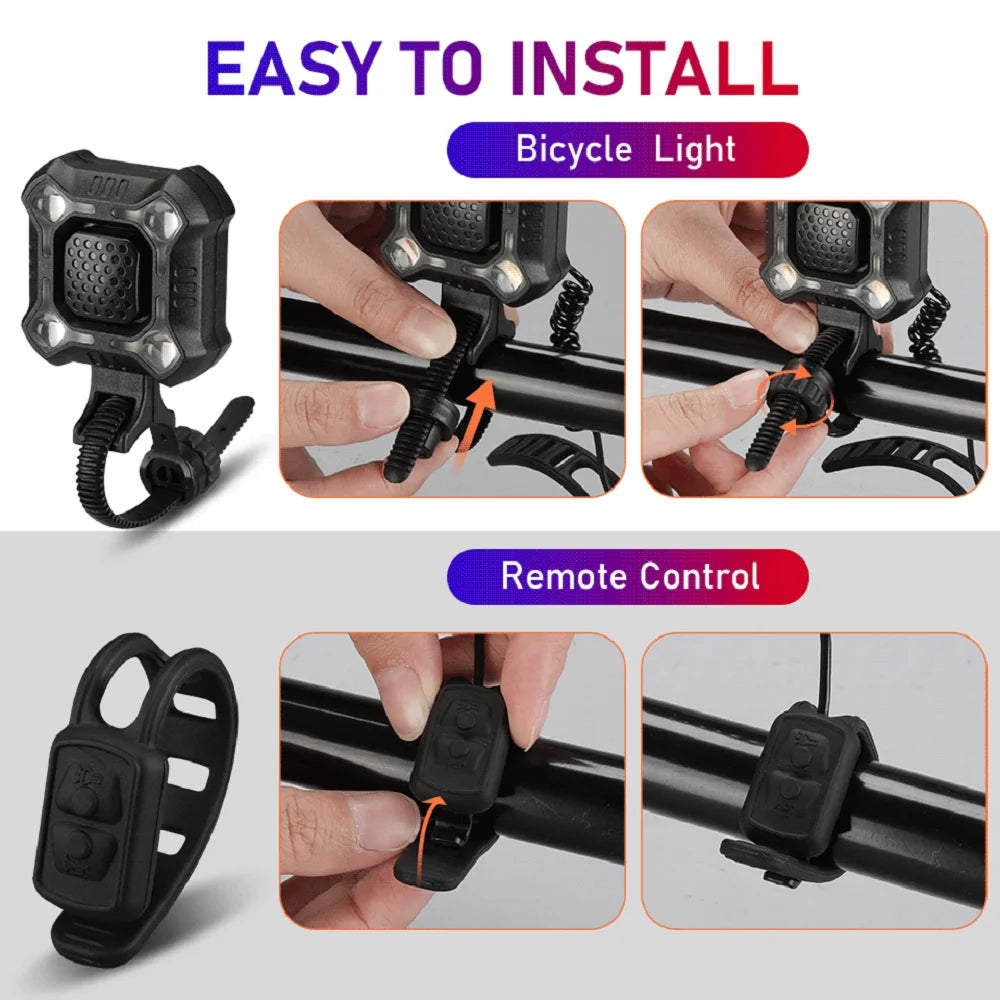 Bicycle Light Electronic Bell MTB Bike Horn TYPE-C Rechargeable Cycling Warning Lamp Cycling Headlight for Night Safety Riding 