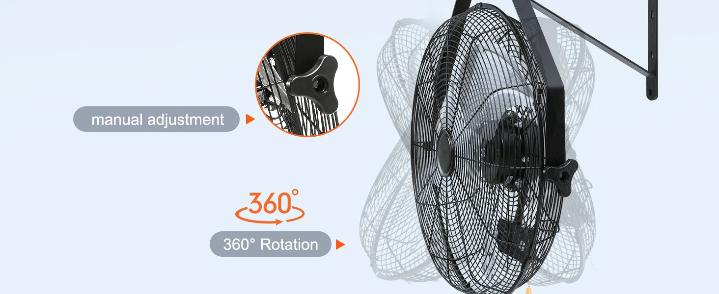 Vægmonteret industriventilator 4150 CFM vandtæt oscillerende 90W