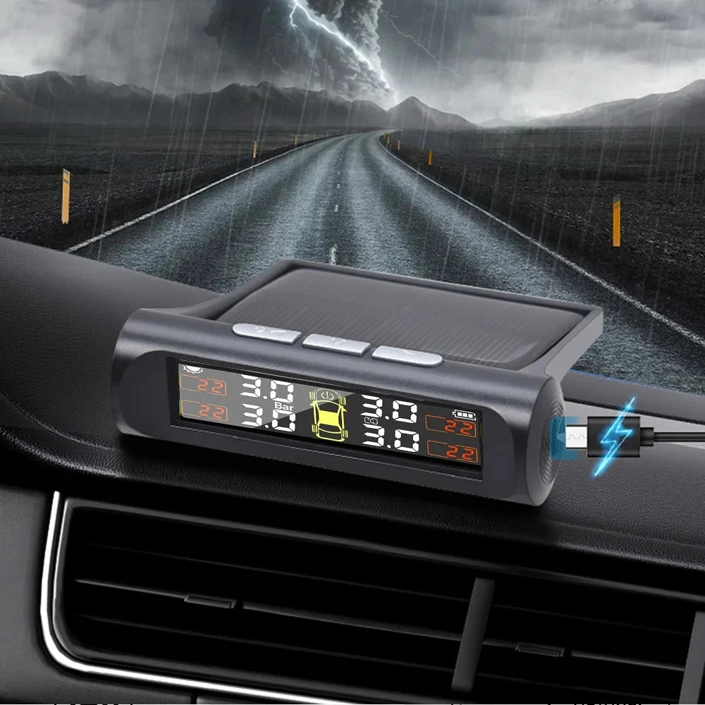 TPMS s štirimi zunanjimi senzorji, solarno in USB