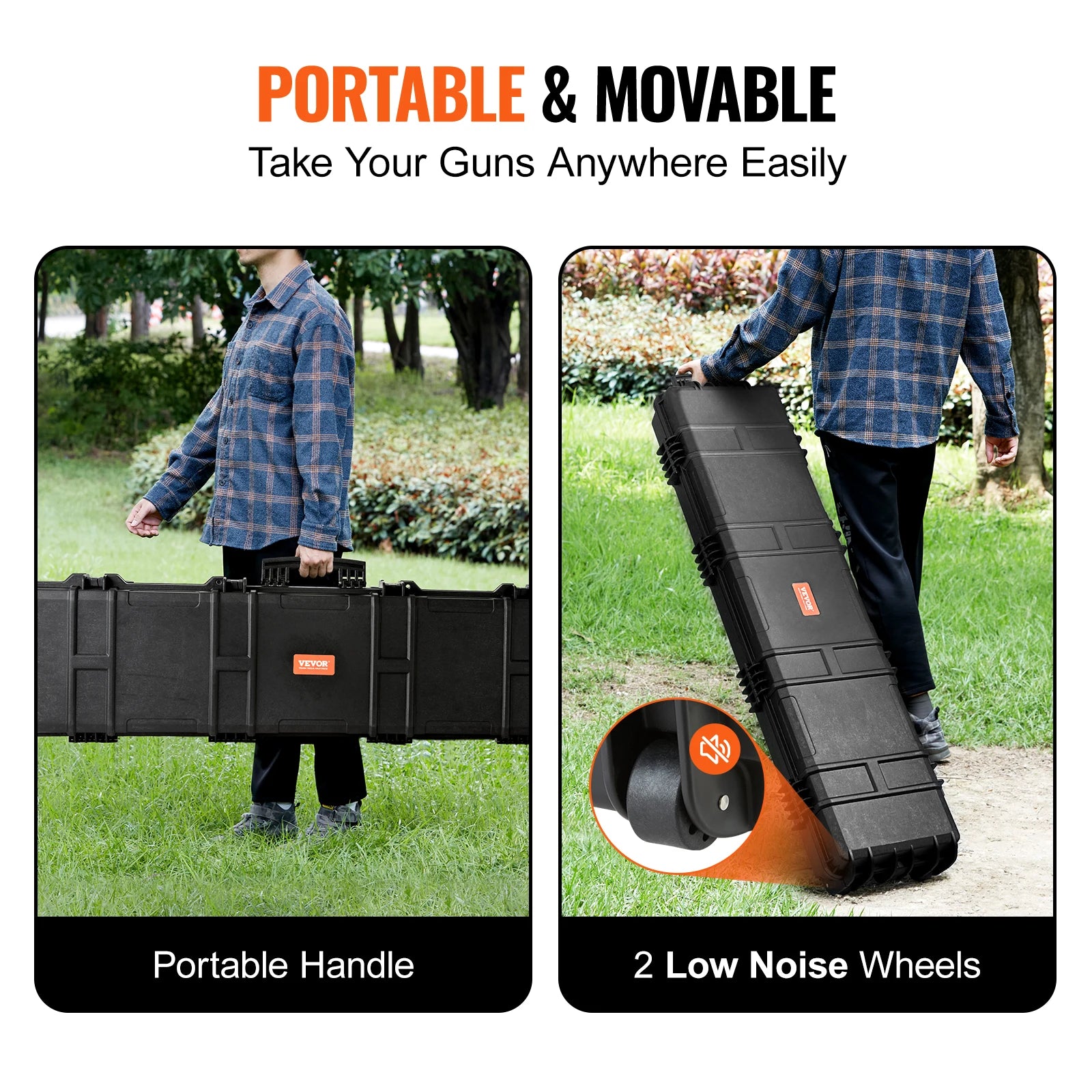 SucceBuy Rifle Hard Case Portable Long Gun Storage Suitcase W/ 2 Casters Shockproof & Waterproof Airsoft Rifle Protective Case