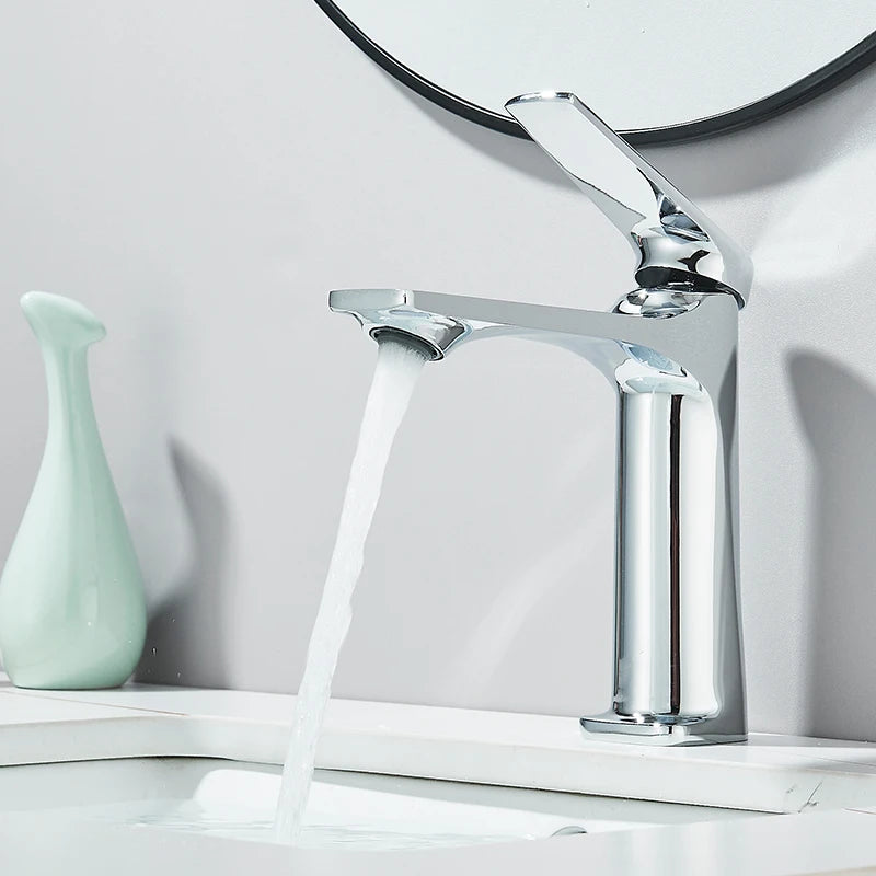 Gun Grey Modern Bathroom Sink Faucet Single Handle Deck Mounted Wash Basin Water Tap Hot And Cold Mixer 