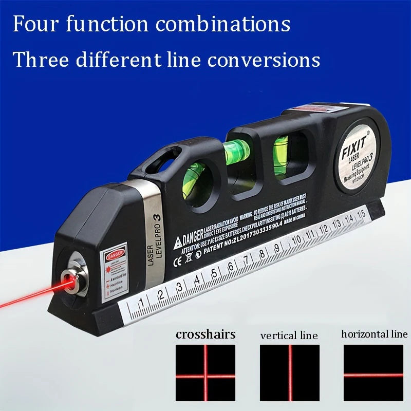 Easy to Use Laser Level Line Tool Multipurpose Laser Level Kit Standard Cross Line Lase 8 Feet Measure Tape Ruler 