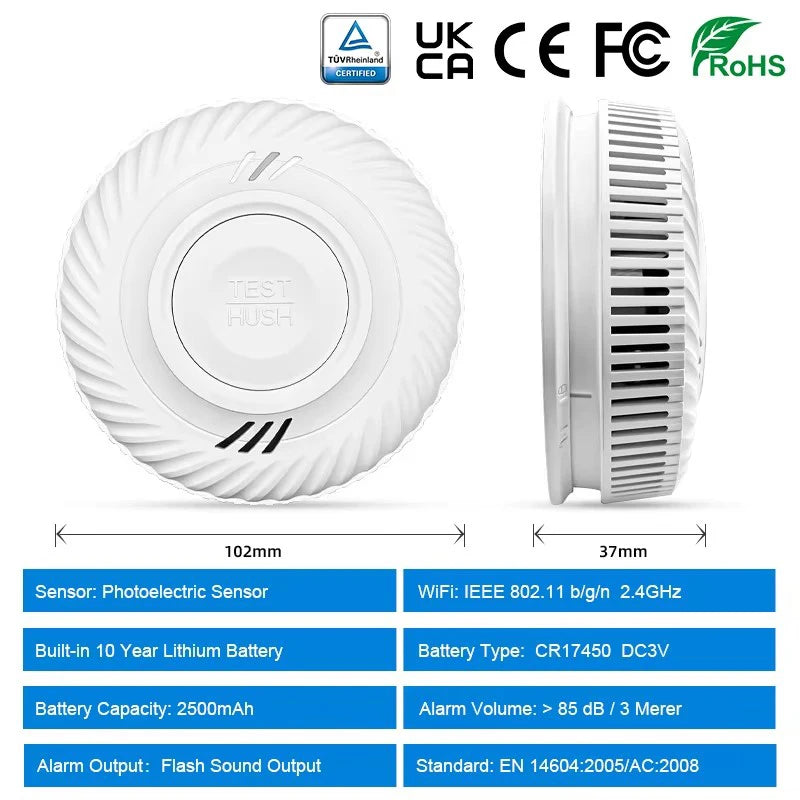 Wi-Fi Smoke Alarm with Built-In Lithium Battery