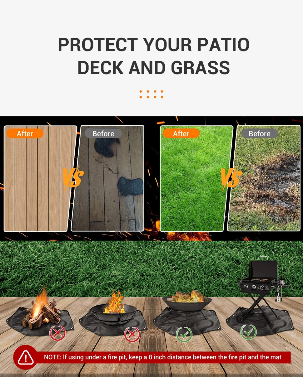 Hexagonal Fire Pit Mat for BBQ and Picnic Heat Protection