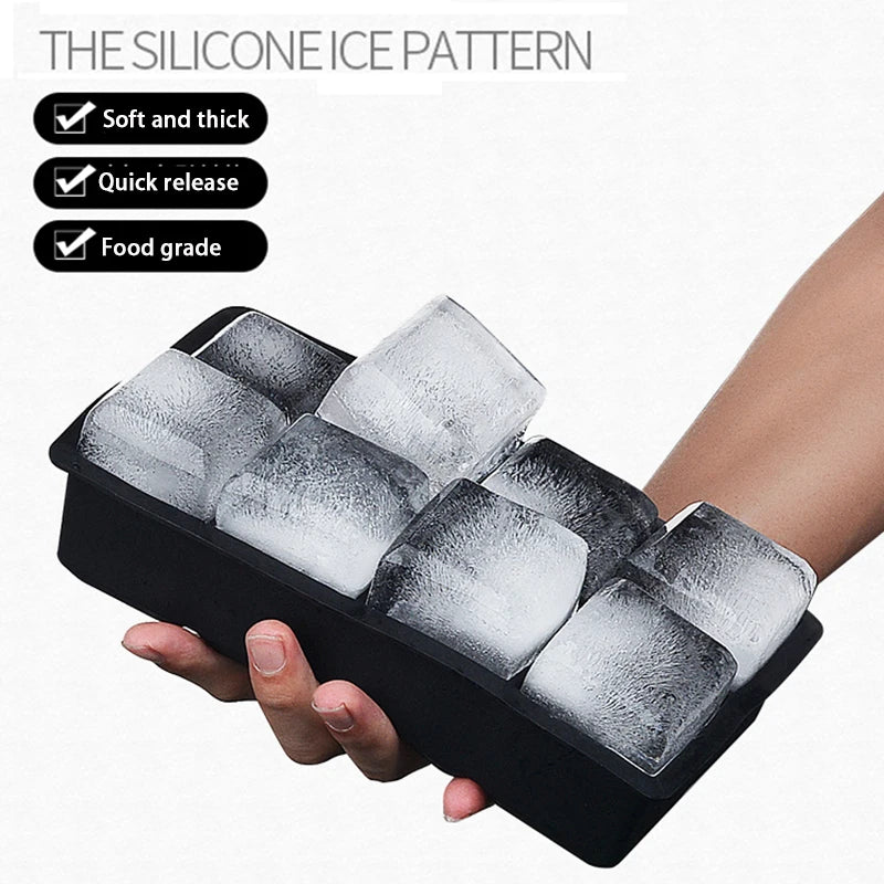 4/6/8/15 Grid Big Ice Tray Mold Giant Jumbo Large Food Grade Silicone Ice Cube Square Tray Mold DIY Ice Maker Ice Cube Tray 