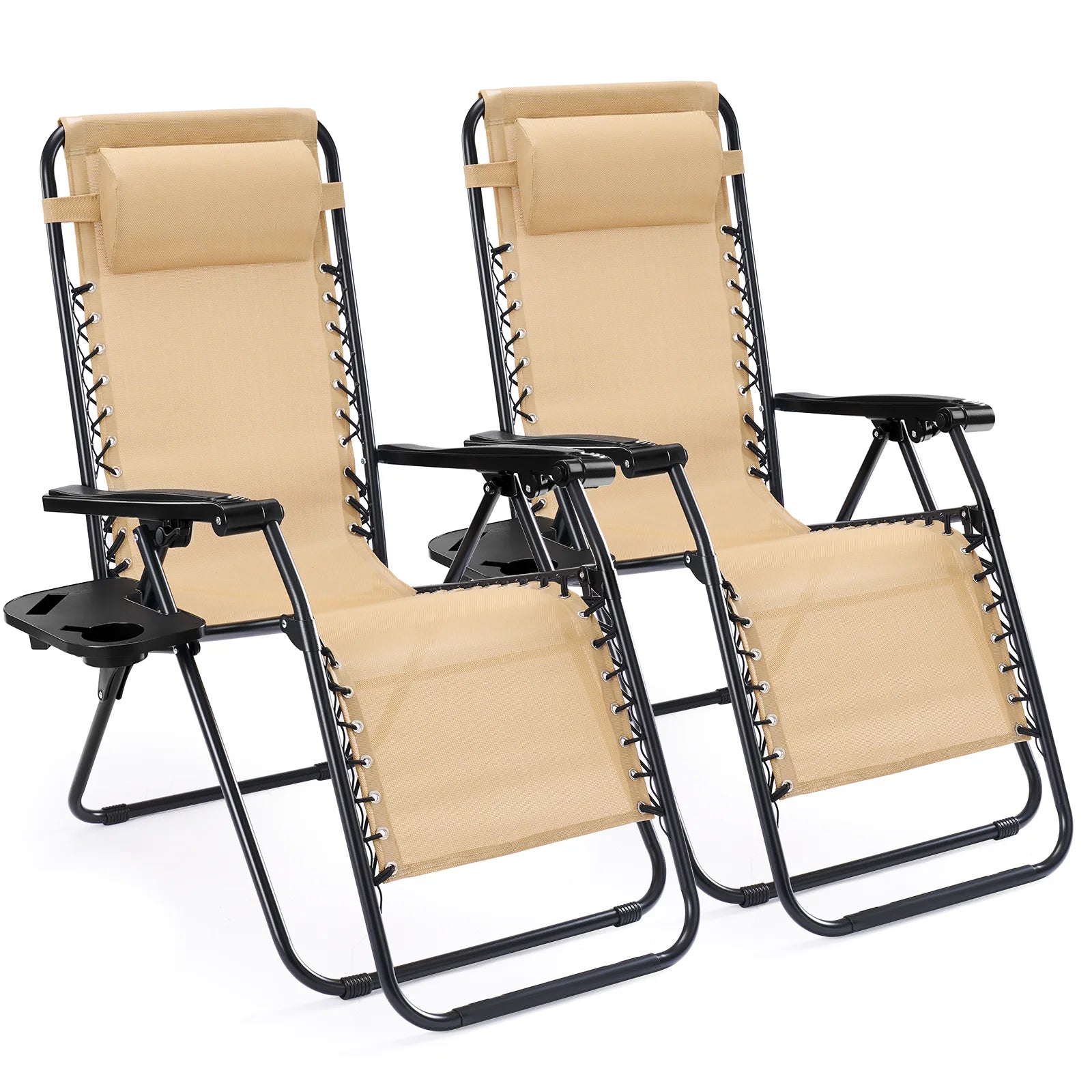 Zero Gravity Recliner Chairs Set of 2 with Tray & Adjustable Headrest