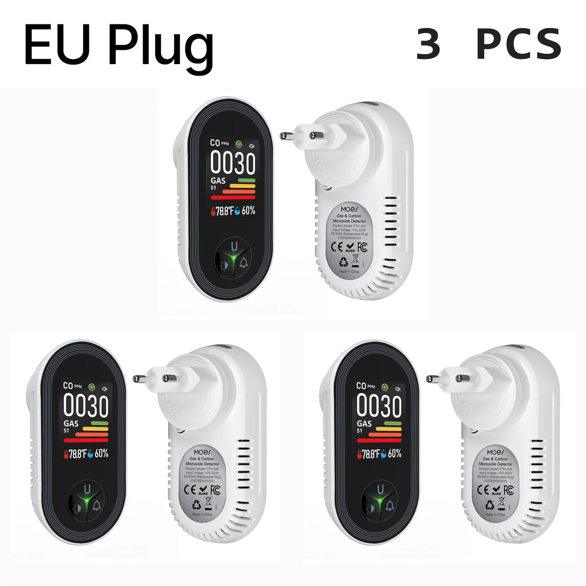 Plug-In CO and Combustible Gas Monitor with Display