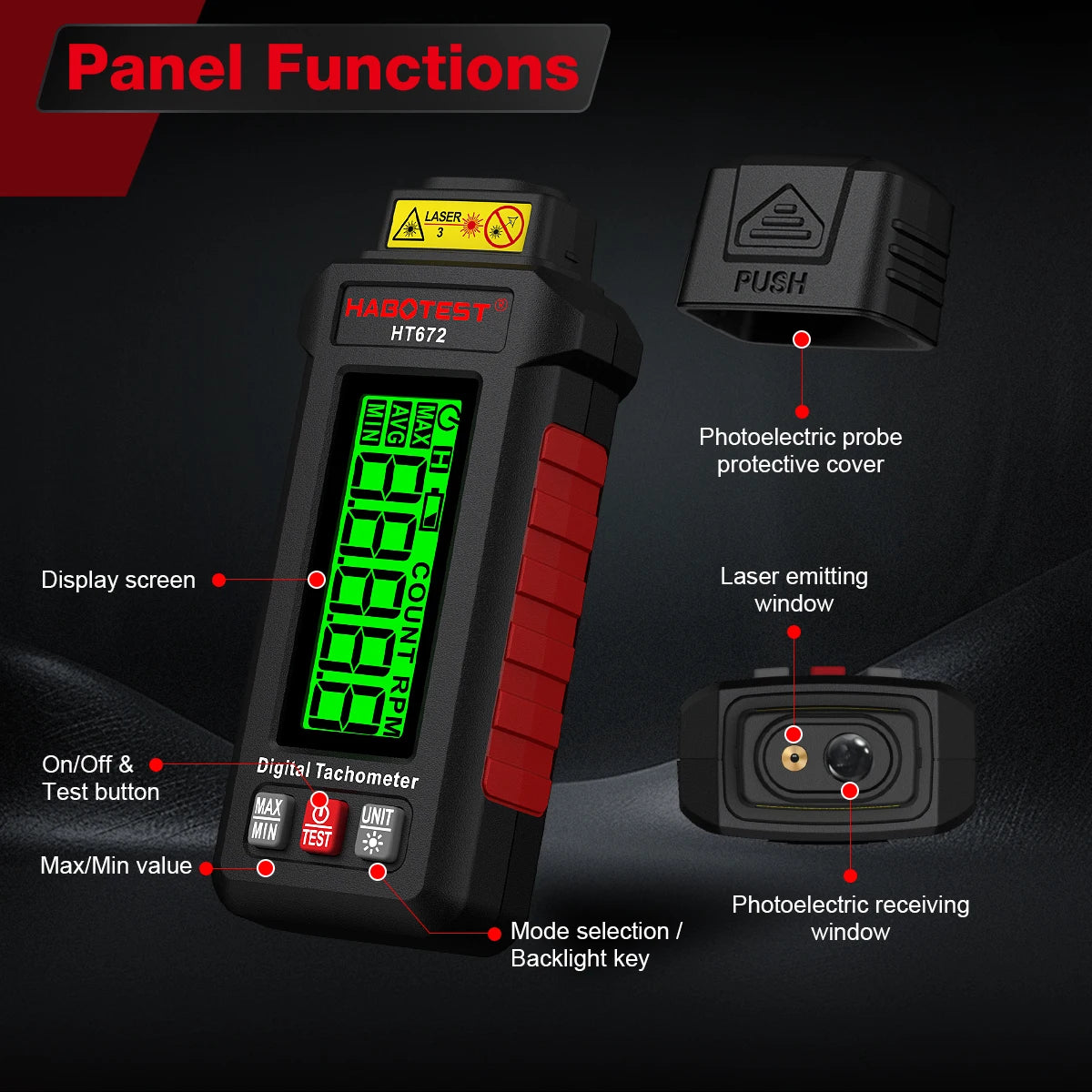 HT672 Mini Laser Tachometer
