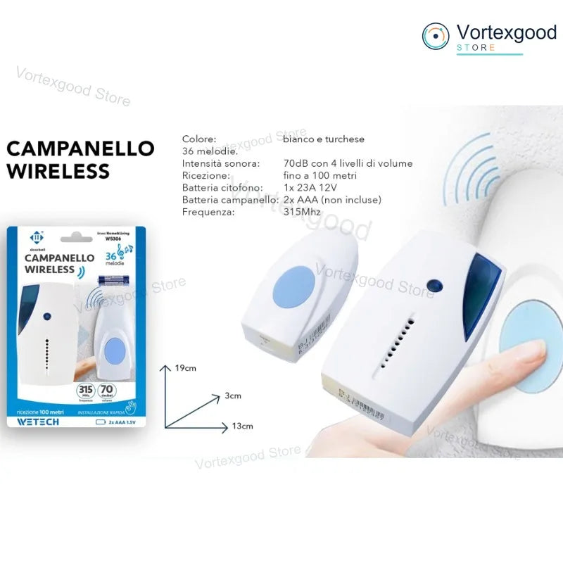 Wireless Door Alarm & Doorbell Set, 110dB Window Security Alarm and 36-Melody Wireless Doorbell, 100m Range, Easy Installation for Home Office Shop Security