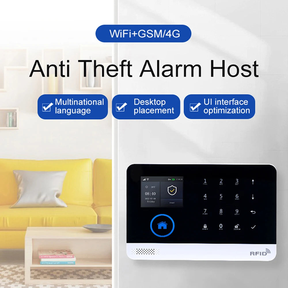 Home WiFi Security Alarm System with Door and Motion Sensor