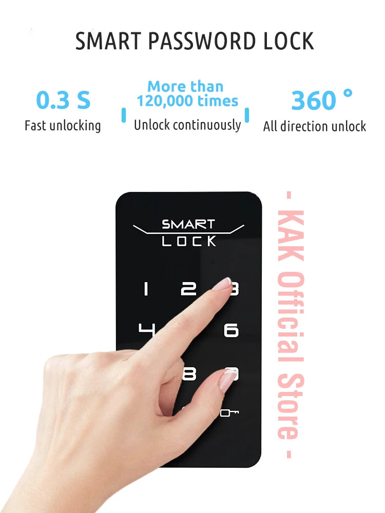 KAK Digital Electronic Lock Smart Drawer Lock Touch Sensing Password Cabinet Lock for Locker Keyless Safety Lock Door Hardware