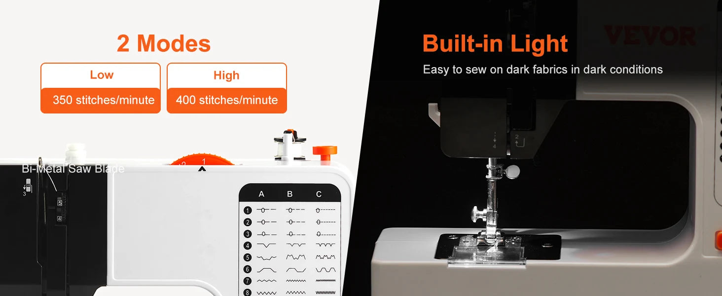 Portable Sewing Machine with 38 Stitches & Dual Speed Control