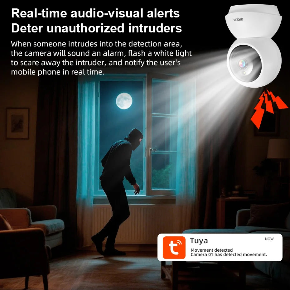 Caméra de sécurité intérieure WiFi 4K 8MP avec suivi automatique et contrôle via application