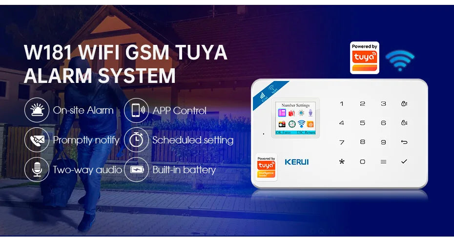 KERUI W181 Wireless WIFI Alarm System Door Sensor Phone APP Remote Control Smart Home Burglar Security Alarm Works with Tuya