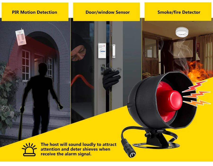 Wireless Home Security Alarm System Kit with Siren, Sensors and Remote