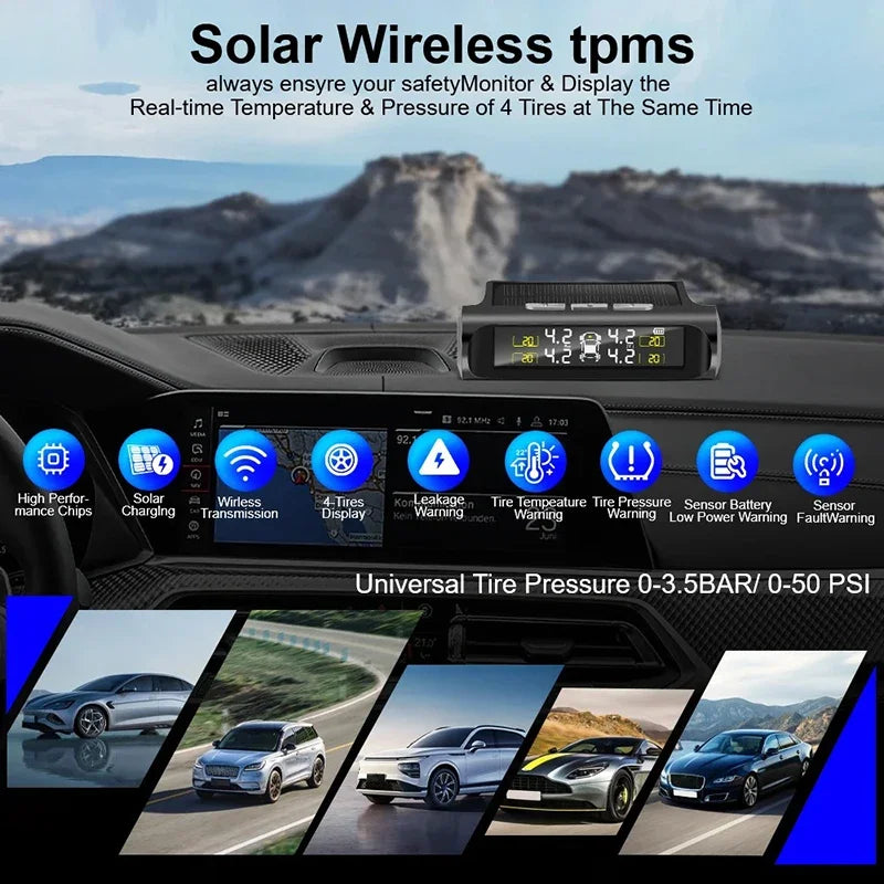 Solar TPMS Display with Four Sensors