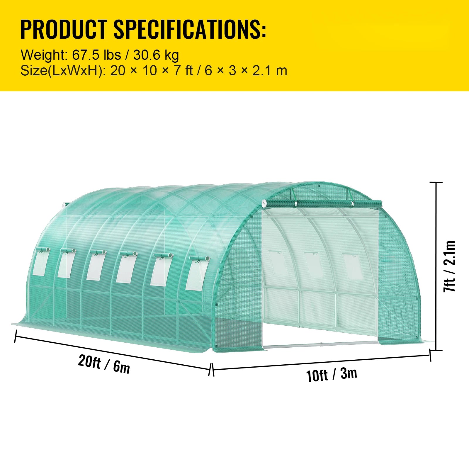 Walk-In Tunnel Greenhouse Galvanized Frame Waterproof Cover