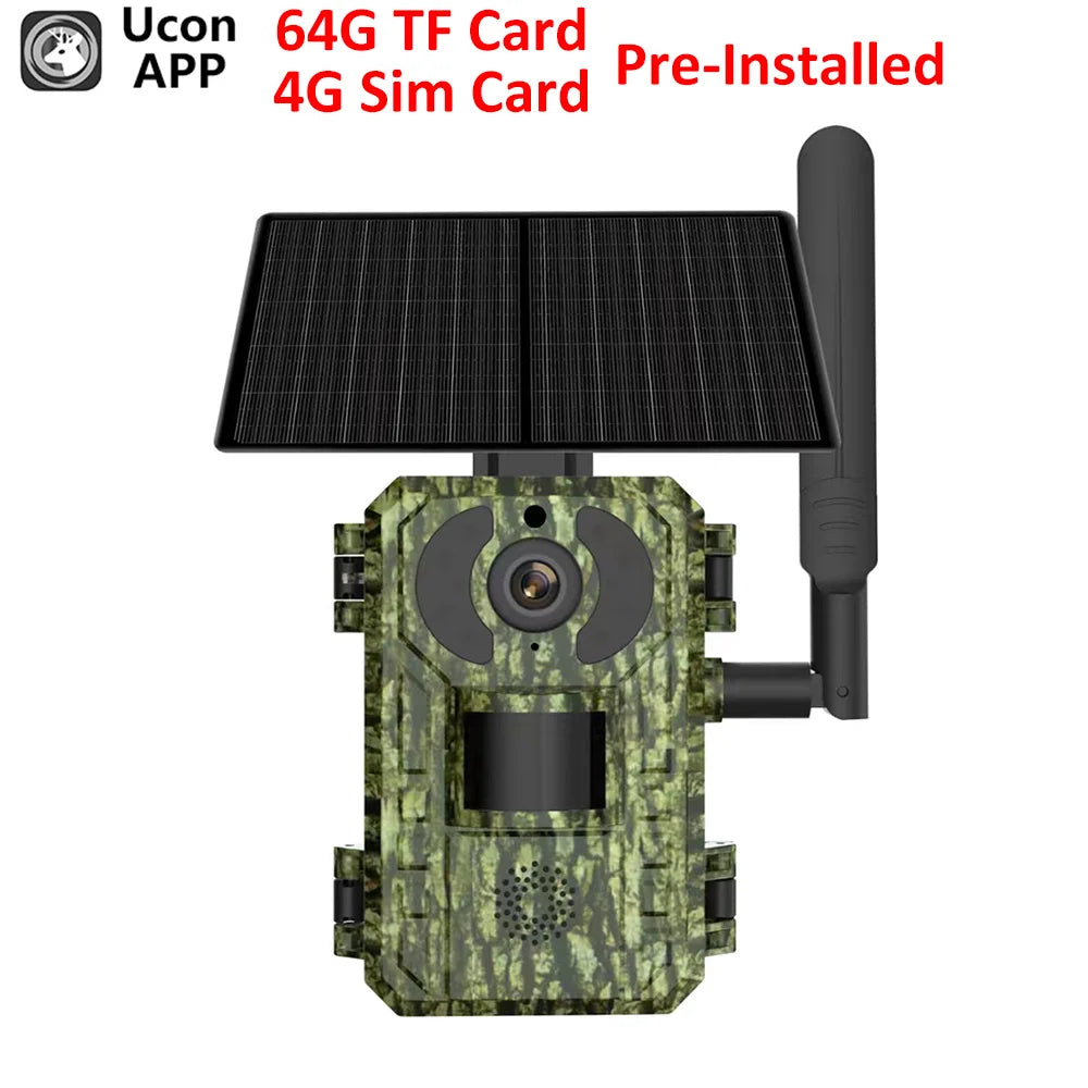 4G LTE Solar Trail Camera 4MP Night Vision PIR Motion EU SIM