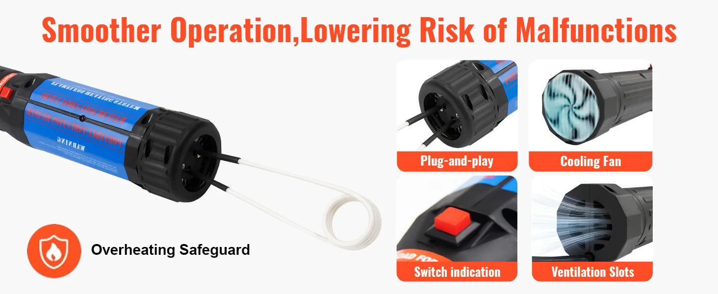 1400W Magnetic Induction Heater Kit for Rusted Bolt Removal