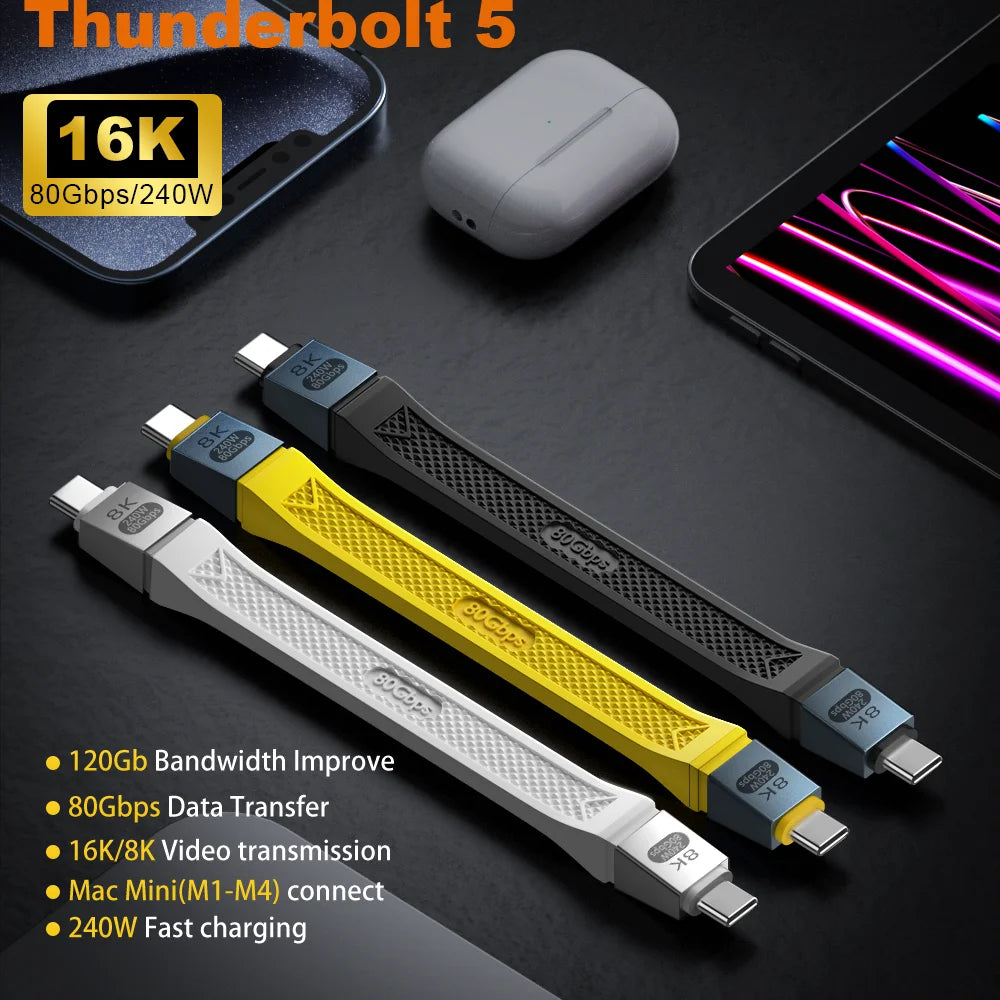 Cabo USB-C curto, 13 cm