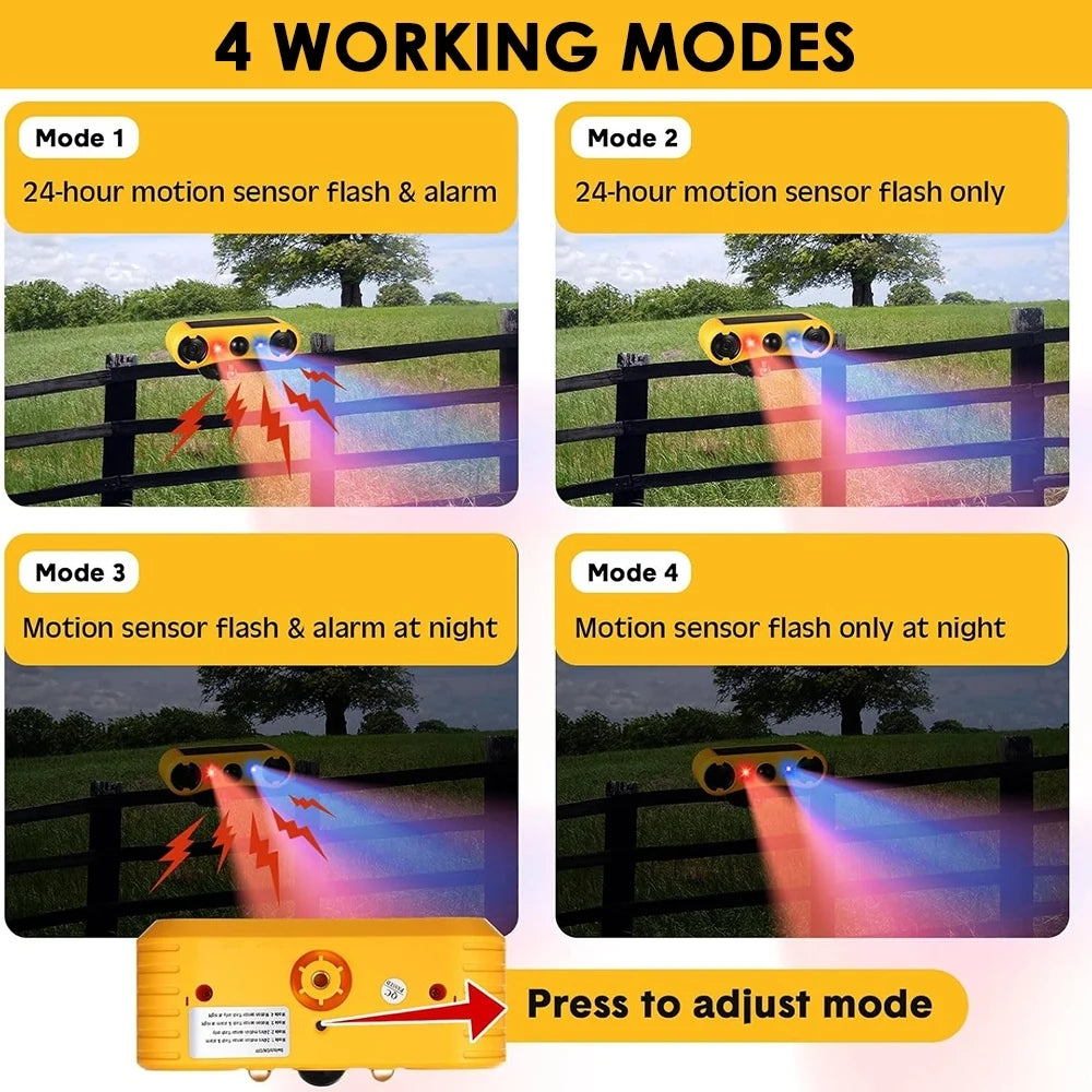 Outdoor Waterproof Solar Motion Alarm Detector 130dB 13-Sound Siren