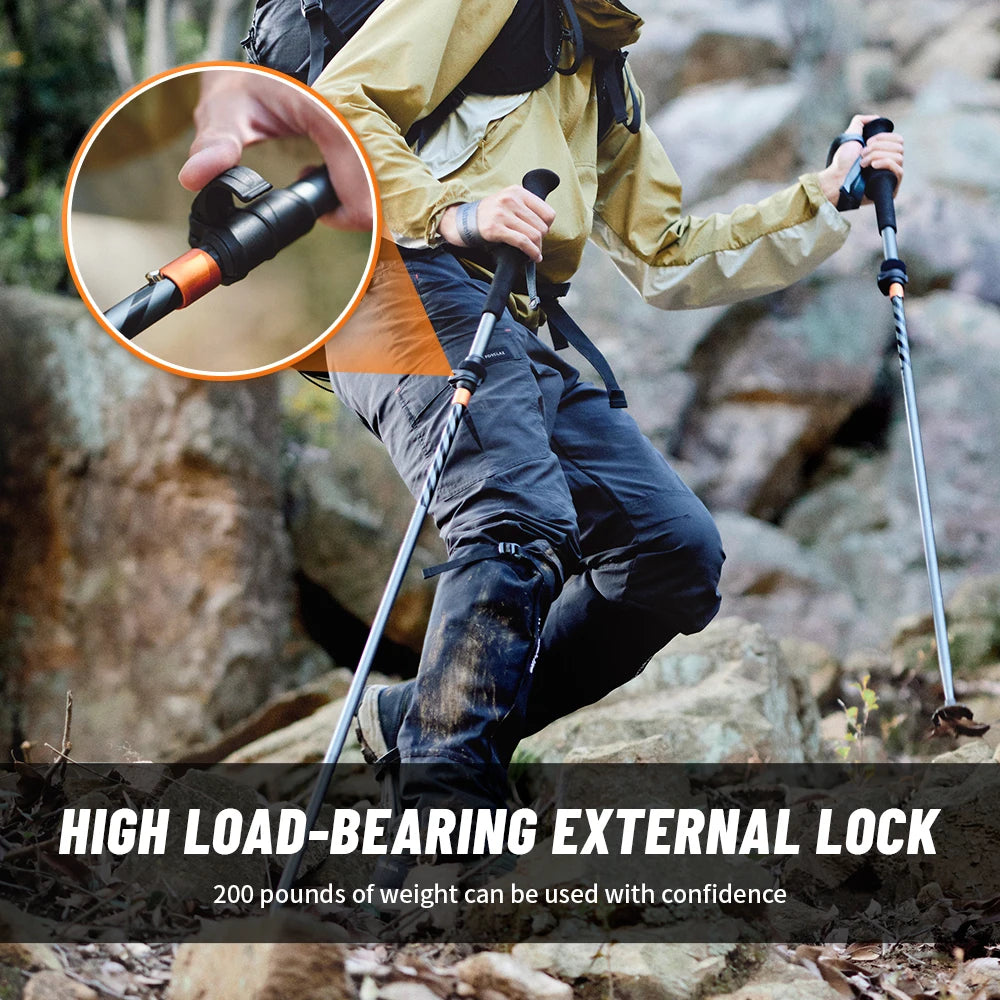 Carbon Fiber Trekking Poles Adjustable 103–135cm Ultralight Hiking Sticks